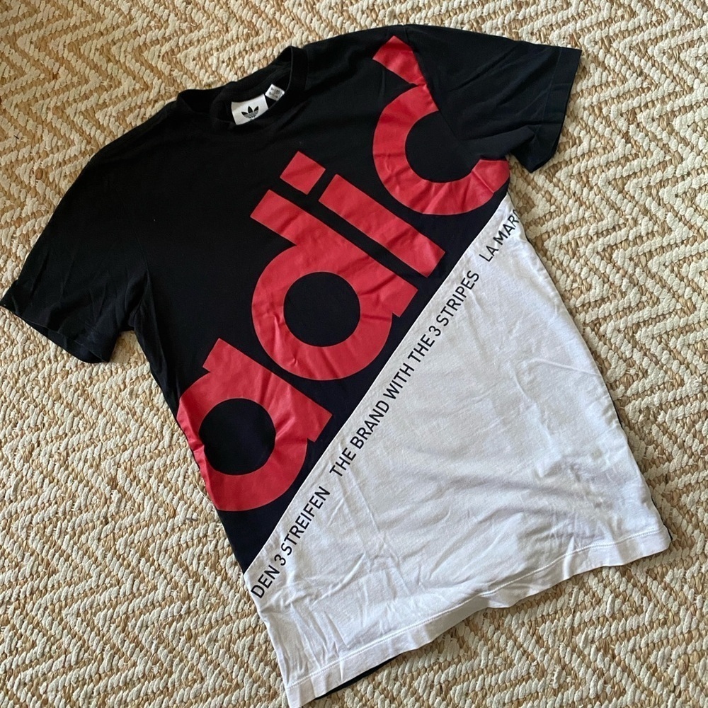 Adidas Black and White Graphic T-Shirt